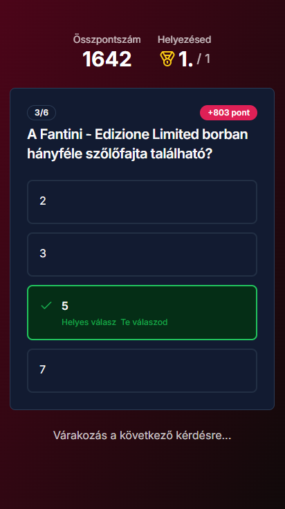 Kvíz játék mobil nézet